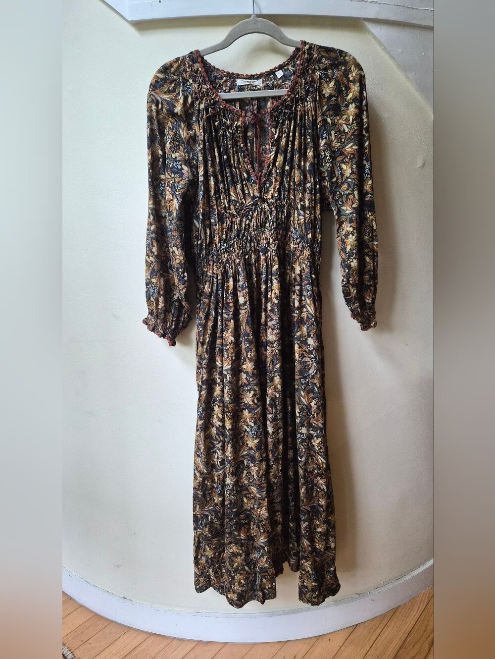 DÔEN Delfina Dress Noir Narcissus Floral XXL Organic Cotton Maxi